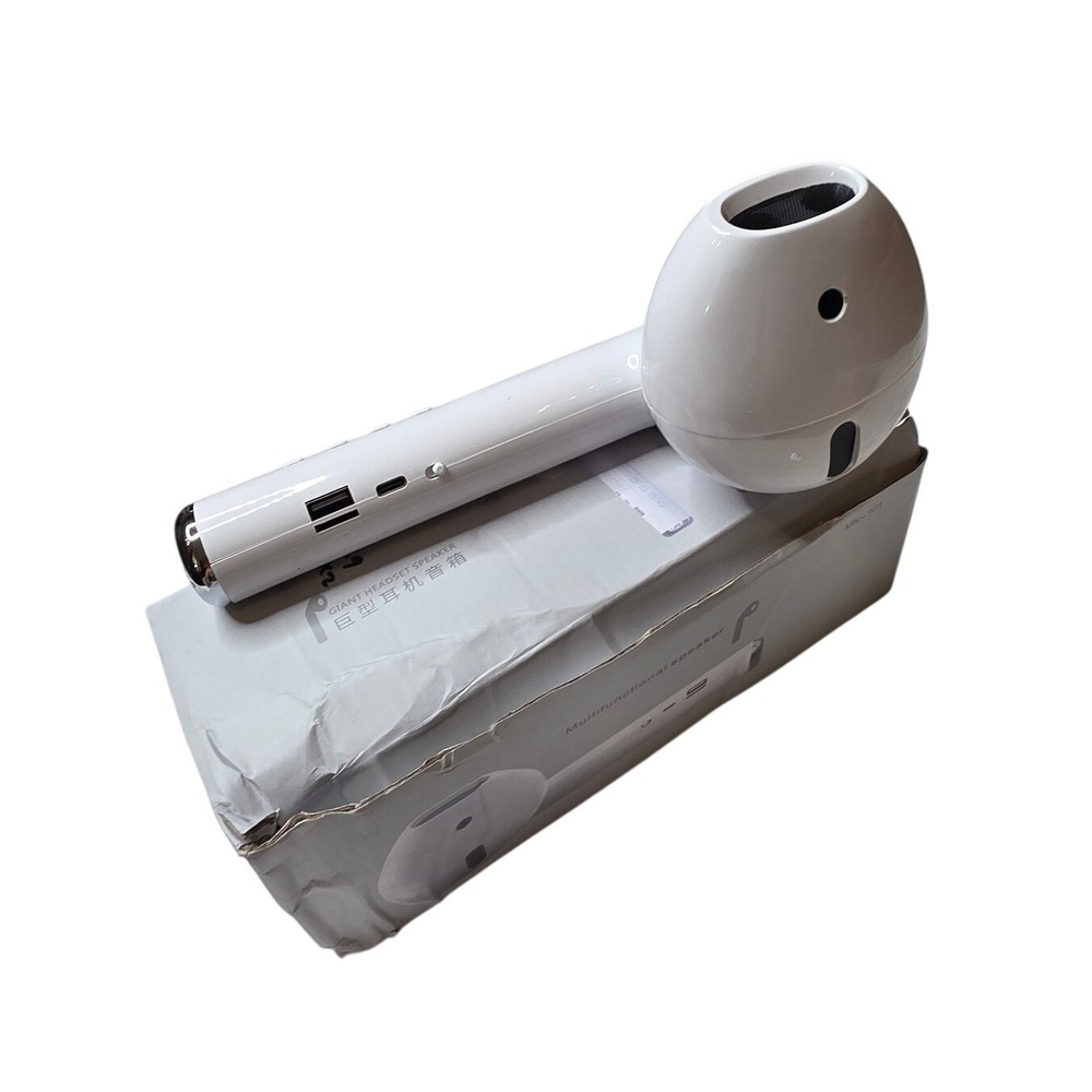 Giant Headset Speaker MK-101 Oversized Earbud Bluetooth Wireless White FM Radio‎